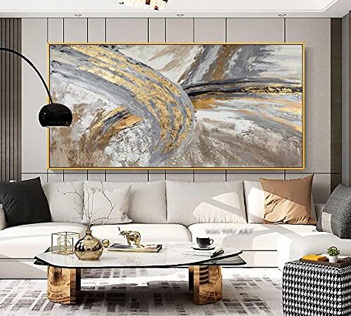 Vintage Cuadros Pittura Murale Grandi Dimensioni Astratta Arte Dorata Quadri Murali per Soggiorno Tela Pittura Home Decor Poster 100x200cm/(39x78inch) Con Cornice